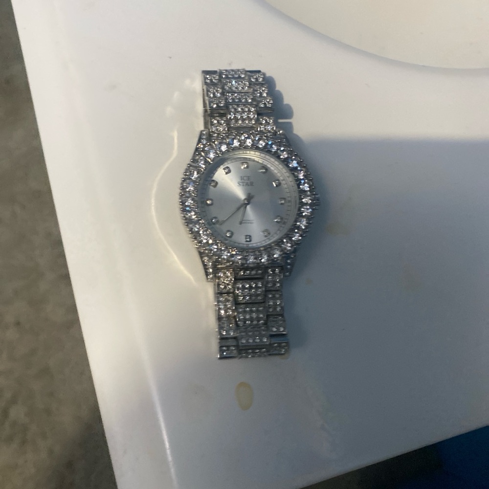 Silver Diamond-Accented Watch